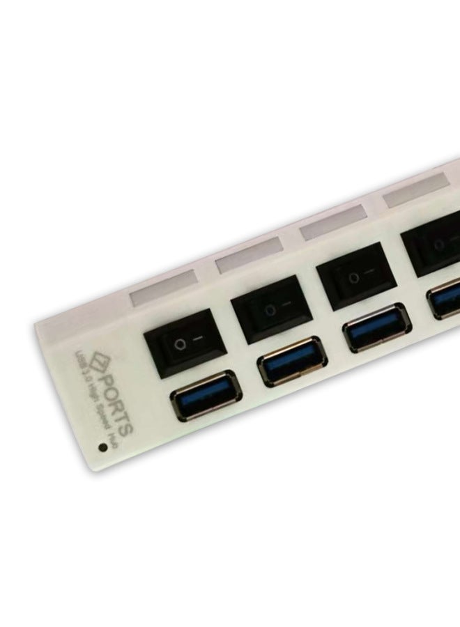 3.0HUB 7-port USB Hub High Speed 3.0 Splitter Usb One Drag Seven Hub With Switch Wholesale-Number Of Interfaces:3.0 Seven-mouth White - Image 4