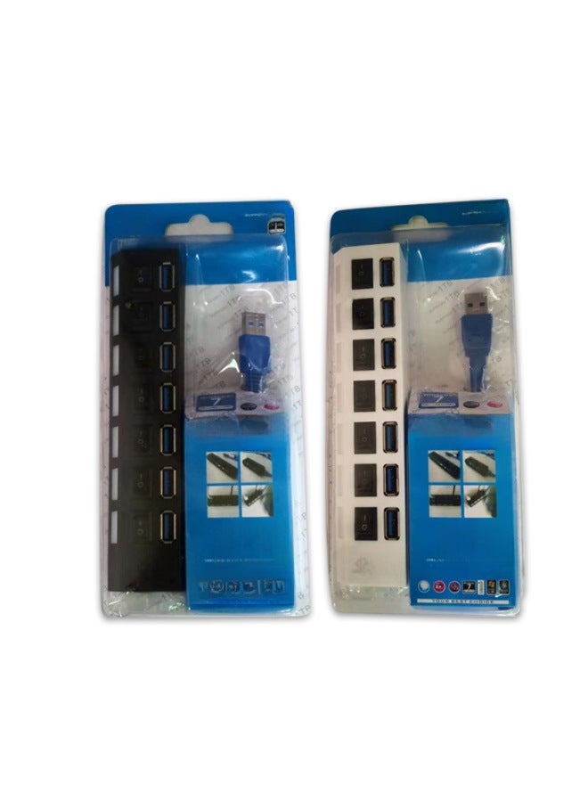 3.0HUB 7-port USB Hub High Speed 3.0 Splitter Usb One Drag Seven Hub With Switch Wholesale-Number Of Interfaces:3.0 Seven-mouth White - Image 5