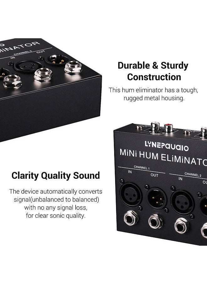 Compact Hum Eliminator Box 4 Channel Passive Buzz Destroyer Noise Canceller