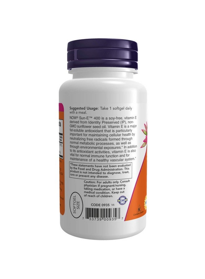 now Supplements Sune™ 400 Iu With Dalpha Tocopherol From Nongmo Sunflower Oil 60 Softgels - Image 4