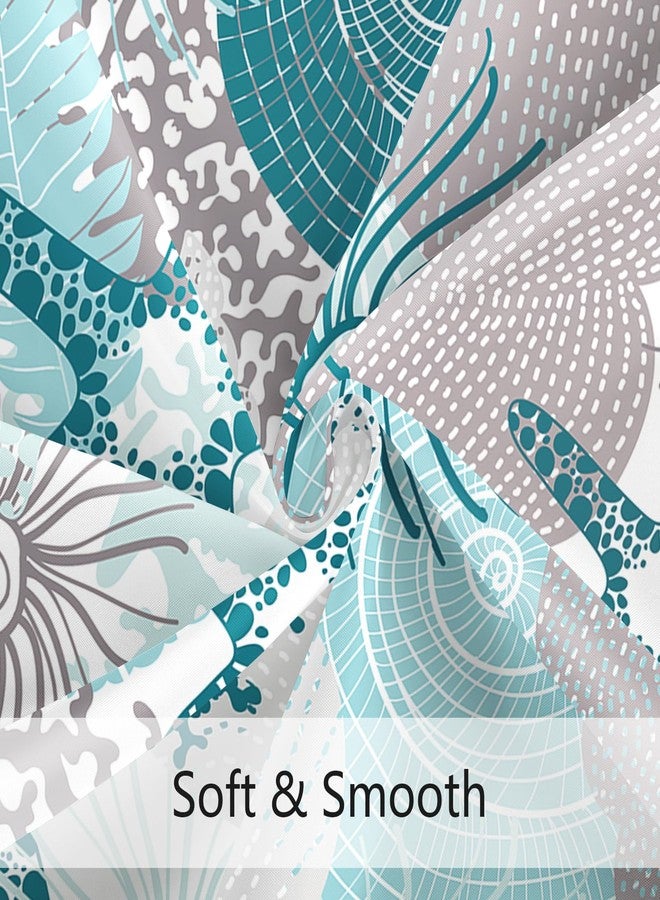MAYZUS Long Shower Curtain 72 x 78 Inch, Teal Blue Tall Beach Ocean Themed Fabric Shower Curtain, Summer Tropical Seashell Starfish Coral Nautical Coastal Shower Curtains for Bathroom Decor - Image 4