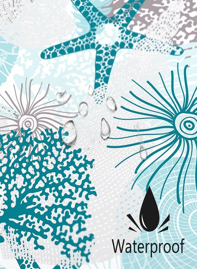 MAYZUS Long Shower Curtain 72 x 78 Inch, Teal Blue Tall Beach Ocean Themed Fabric Shower Curtain, Summer Tropical Seashell Starfish Coral Nautical Coastal Shower Curtains for Bathroom Decor - Image 3