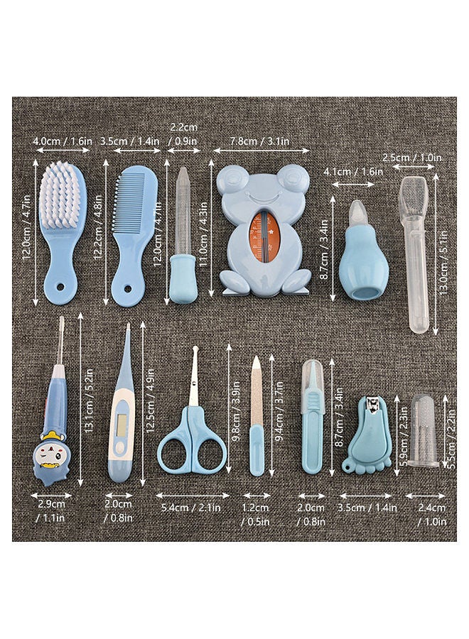 Baby Grooming Kit Set 13 PCS Baby Healthcare and Grooming Kit Thermometer Feeder Nasal Aspirator Finger Toothbrush Newborn Manicure Set Infant Nail Clippers Hairbrush Tool Set  - Image 2