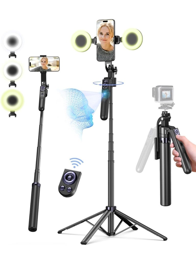 MUNTAQI 360° Face Tracking Smart Tripod – Auto Tracking Gimbal with Bluetooth, Selfie Stick & Tripod Stand | All-in-One Rotation Phone Holder for Vlogging, TikTok, YouTube, Video Calls - Image 1