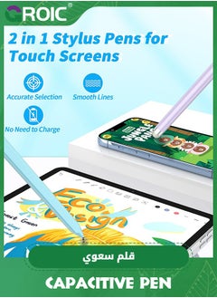 GROIC Blue Purple Stylus Pens for Touch Screens with Magnetic Adsorption, Universal Disc & Fiber Tips iPad Pencil, Compatible with iPhone, Android and All Capacitive Touch Screens  - Image 3
