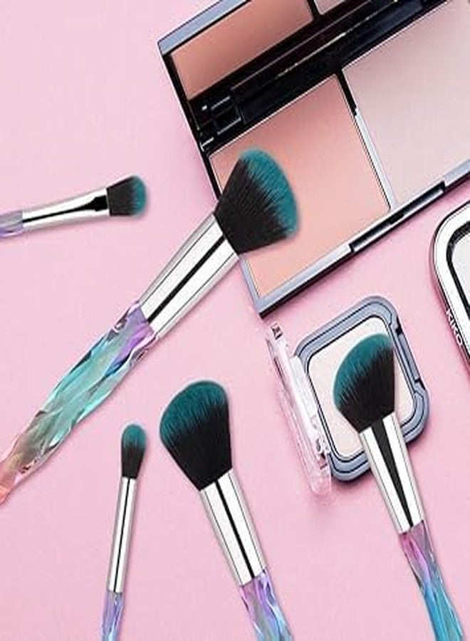 KAVSIYA Makeup Brushes Crystal Handle,10pcs Colorful Professional Diamond Cosmetic Brush Set for Concealer Face Powder Eye Shadow Highlight Blue Unicorn Brush Kit for Make-up - Image 3