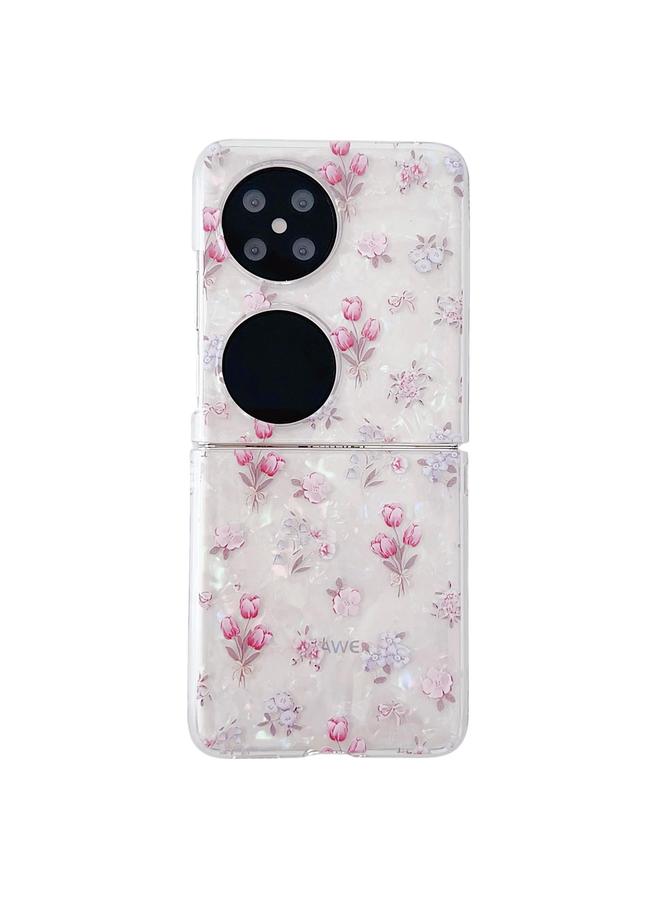 زبون جراب هاتف Huawei P50 Pocket Shell Texture Flower Pattern جراب هاتف واقٍ - Image 1