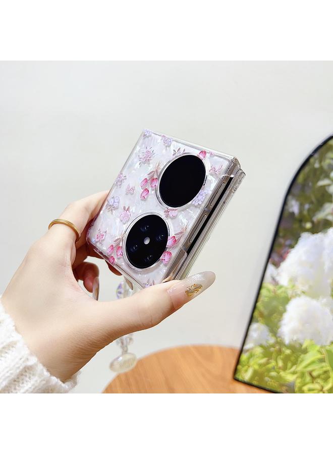 زبون جراب هاتف Huawei P50 Pocket Shell Texture Flower Pattern جراب هاتف واقٍ - Image 4