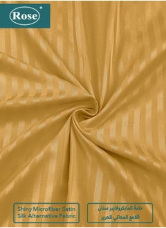 Rose Rose Luxurious Hotel Stripe Flat Sheet & Fitted Sheet with Deep Pockets and Pillow Cases, Bed Sheet 4-Pieces Set, Soft Microfiber Breathable and Cooling, King Size, Camel  - Image 4
