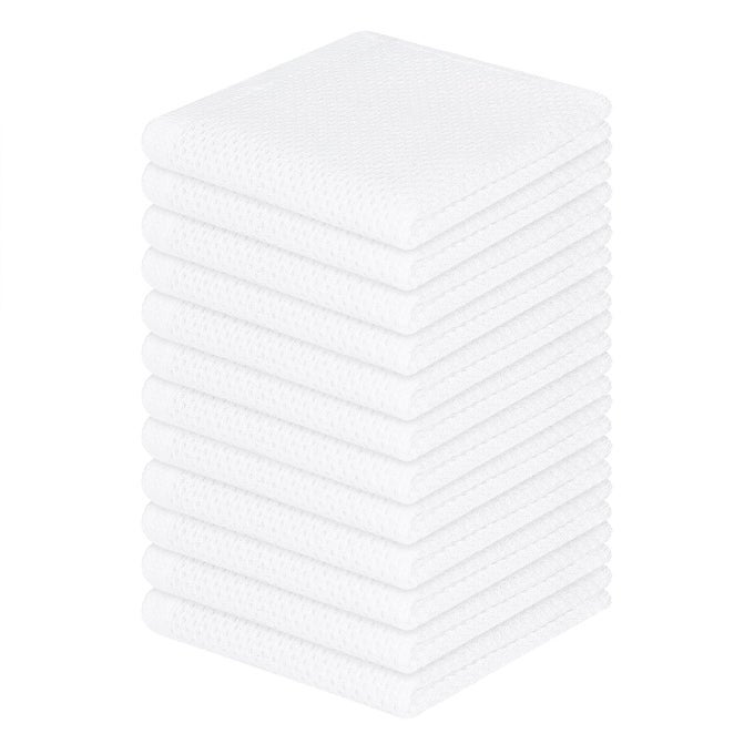 100 COTTON WAFFLE WEAVE KITCHEN DISH CLOTHS ULTRA SOFT ABSORBENT QUICK DRYING DISH TOWELS 12 X 12 INCHES 12PACK WHITE