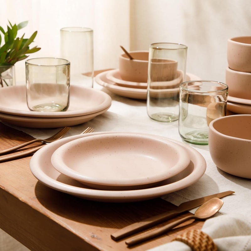 Bloomhouse Oprahs Favorite Things  Corsica Clay 12 Piece Stoneware Reactive Glaze Dinnerware Set  Prosecco Blush Pink - Image 2