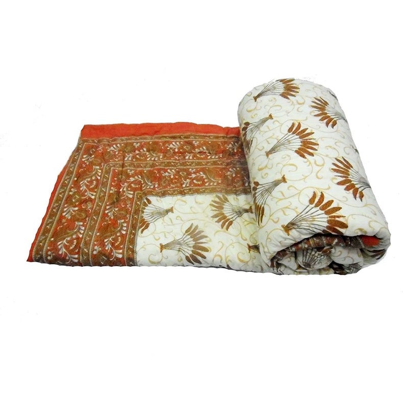 SAMRADHI Traditional Famous Jaipuri Beautiful Floral Print in Multi Colour Jaipuri Rajai/Razai/Quilt Single/Single Bed Quilt/Comforter/AC Quilt/AC Comforter - Image 1