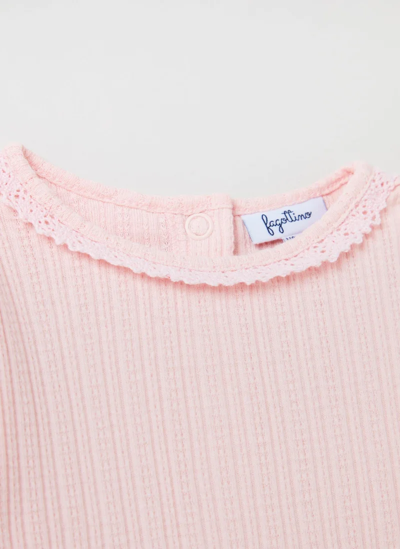 Ovs Pointelle T-Shirt With Long Sleeves
