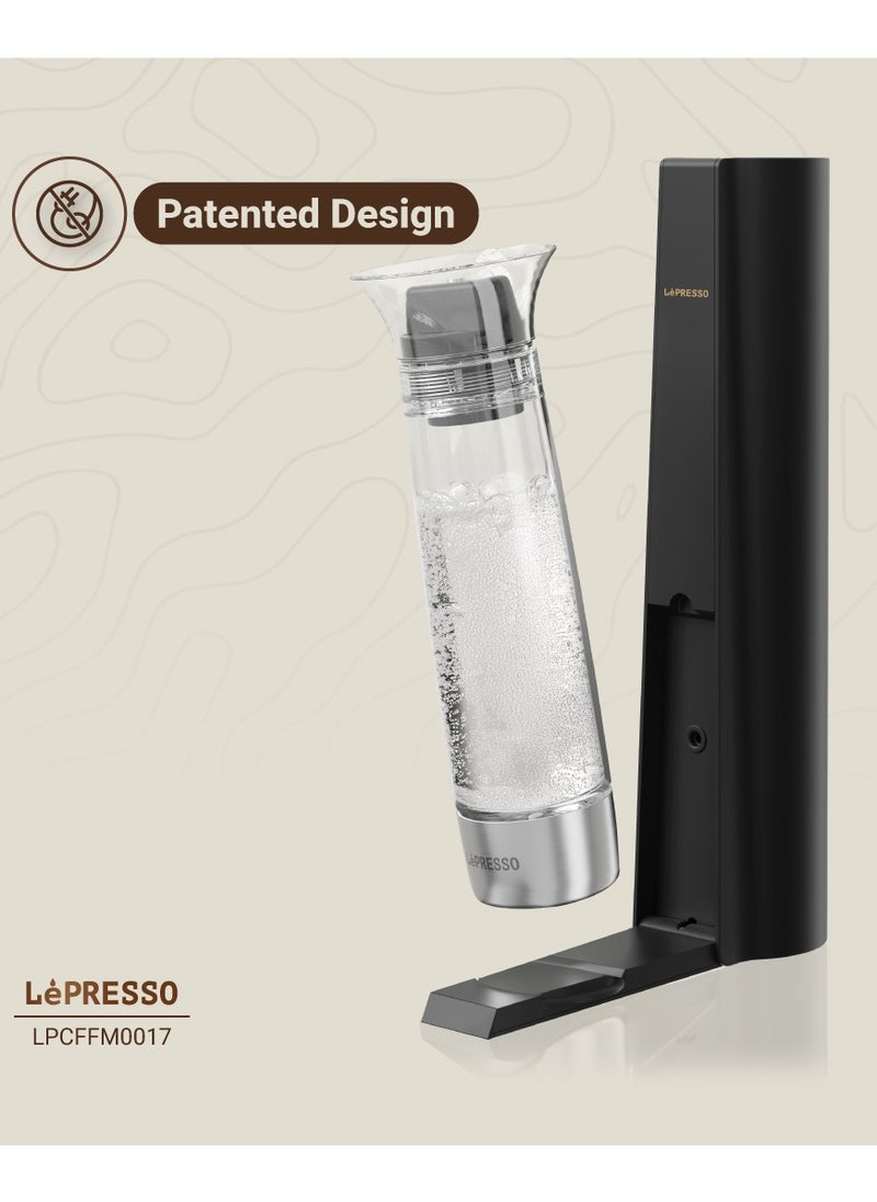 LePRESSO Sparkling Water Maker 800ml With Two Capsules and Pressure Release Button / Portable & Compact / Durable Design / Efficient Carbonation - Black  - Image 4