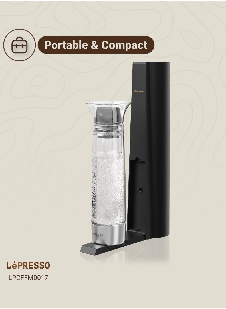 LePRESSO Sparkling Water Maker 800ml With Two Capsules and Pressure Release Button / Portable & Compact / Durable Design / Efficient Carbonation - Black  - Image 3
