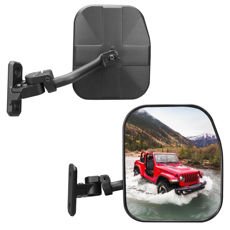 SHEJISI Wrangler Mirrors Doors Off Compatible with Wrangler JK TJ & Unlimited 1997-2018,Wrangler Mirrors Can be Folded and Reset When Encountering Obstacles,The HD Large Field of View is Anti-shaking - Image 1