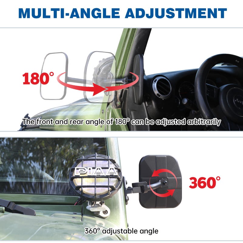 SHEJISI Wrangler Mirrors Doors Off Compatible with Wrangler JK TJ & Unlimited 1997-2018,Wrangler Mirrors Can be Folded and Reset When Encountering Obstacles,The HD Large Field of View is Anti-shaking - Image 5