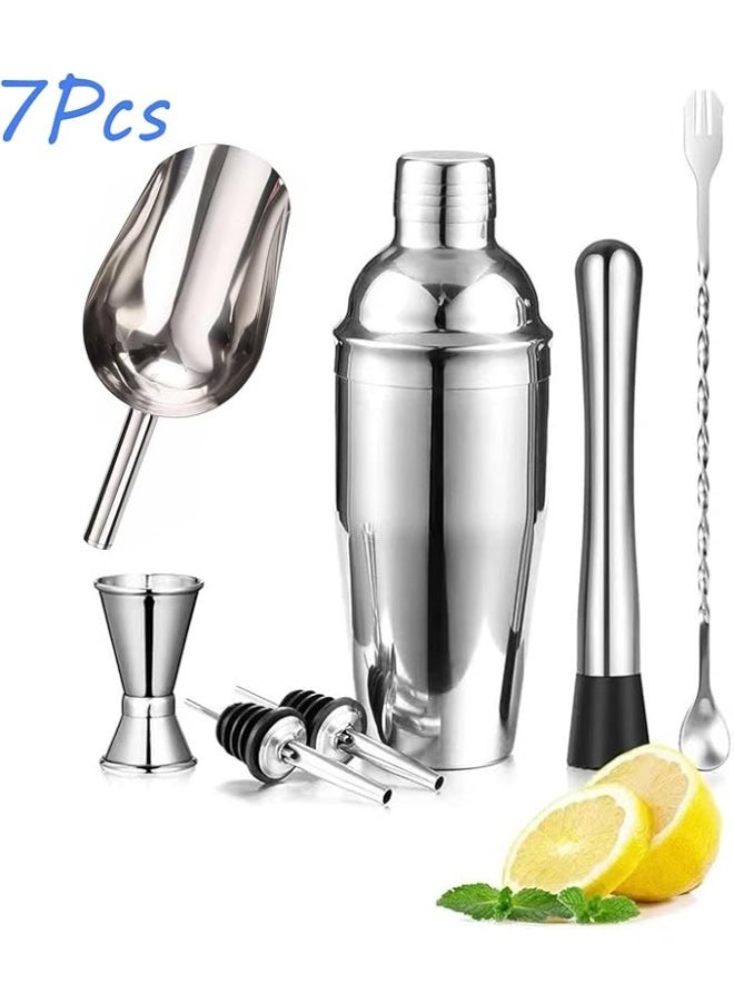 Cocktail Making Kit, 7-Piece Drink Making Kit, Includes Stainless Steel Shaker, Drink Measure, Pourers, Strainer, Masher, Bar Spoon, and Ice Scoop - Image 4