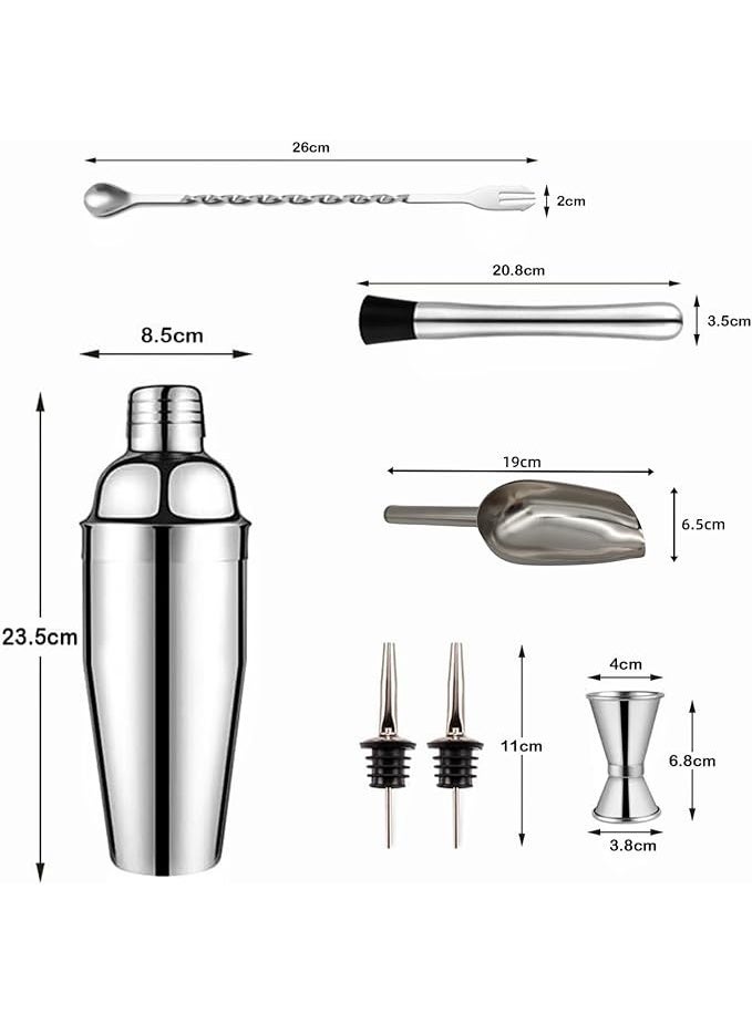 Cocktail Making Kit, 7-Piece Drink Making Kit, Includes Stainless Steel Shaker, Drink Measure, Pourers, Strainer, Masher, Bar Spoon, and Ice Scoop - Image 3