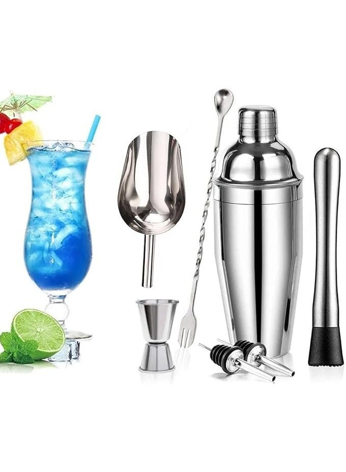 Cocktail Making Kit, 7-Piece Drink Making Kit, Includes Stainless Steel Shaker, Drink Measure, Pourers, Strainer, Masher, Bar Spoon, and Ice Scoop - Image 1