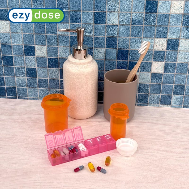 EZY DOSE Weekly (7-Day) Daily Pill Organizer, Vitamin Planner, Medicine Container, Case for Supplements and Fish Oils, Convenient and Easy to Use, Medium Compartments, Travel Friendly, Pink, BPA Free - Image 5