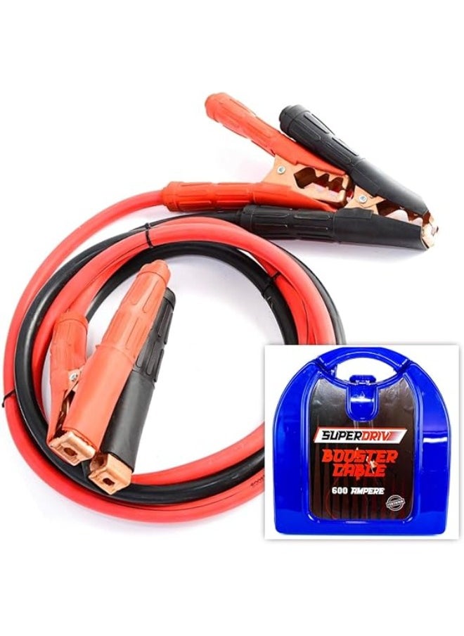 Generic SuperDrive 600 Amp Car Battery Cables to jumpstart a dead and weak battery with blue plastic box  - Image 1