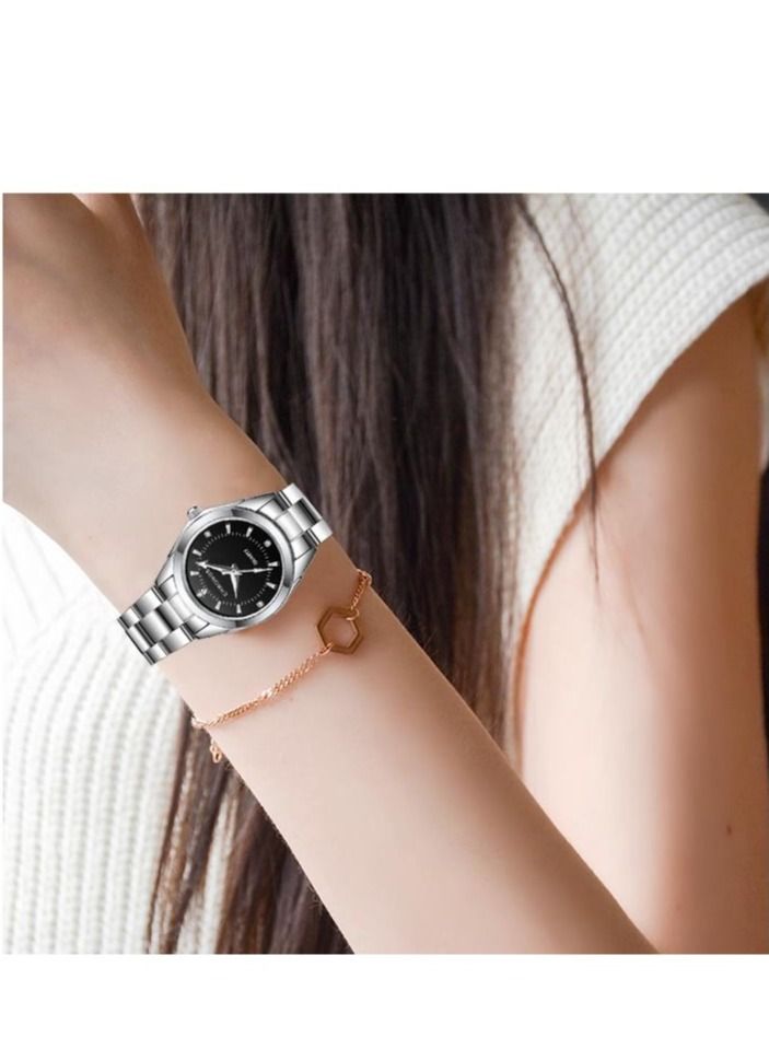 CHRONOS Waterproof Stainless Steel Quartz Watch Round Analog Lady Steel Watch - Image 4