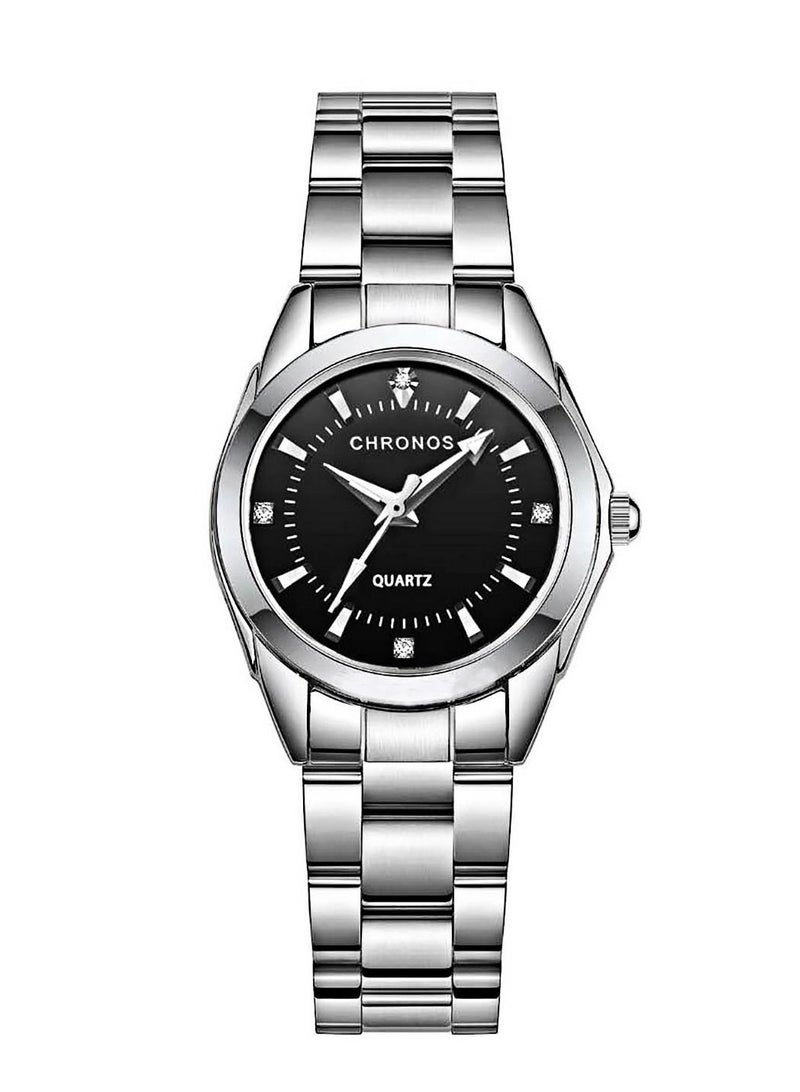 CHRONOS Waterproof Stainless Steel Quartz Watch Round Analog Lady Steel Watch - Image 1