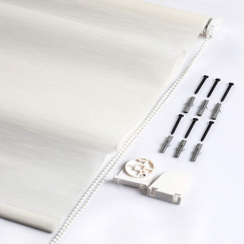 Deco Window Sheer Roller Blinds for Windows 42 Inches W X 84 Inches H Ivory RollUp Shades Light Filtering Sun UV Protection Polyester Curtains for Home Office - Image 4