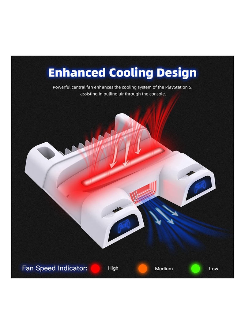 Y&D Gaming Console Cooling Charging Dock for PS 5 with Headphone 10 Disc 2 Handles Gamepads Stand Rack Digital Edition Dual Controller Charger AC Adapter 3-Level Adjustable Speed Fan [video - Image 3