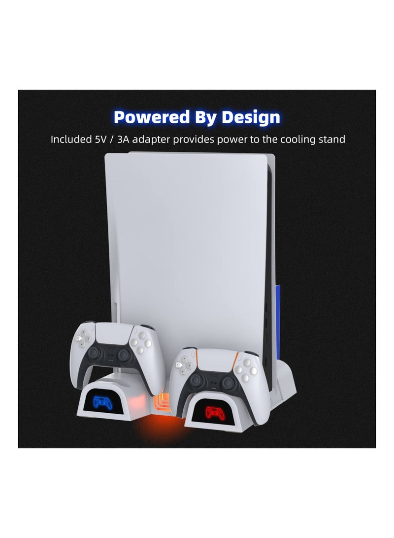 Y&D Gaming Console Cooling Charging Dock for PS 5 with Headphone 10 Disc 2 Handles Gamepads Stand Rack Digital Edition Dual Controller Charger AC Adapter 3-Level Adjustable Speed Fan [video - Image 4