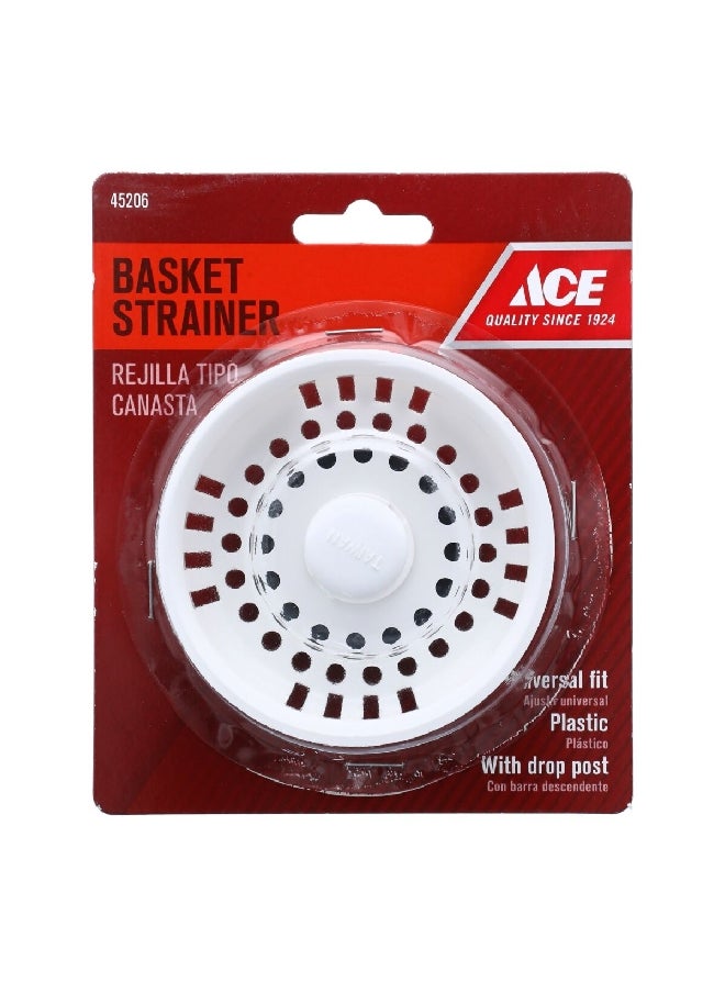 ACE Durable Plastic Easy to Use Universal Fit Replacement Basket Strainer White 3.5 Inch ACE820-26 