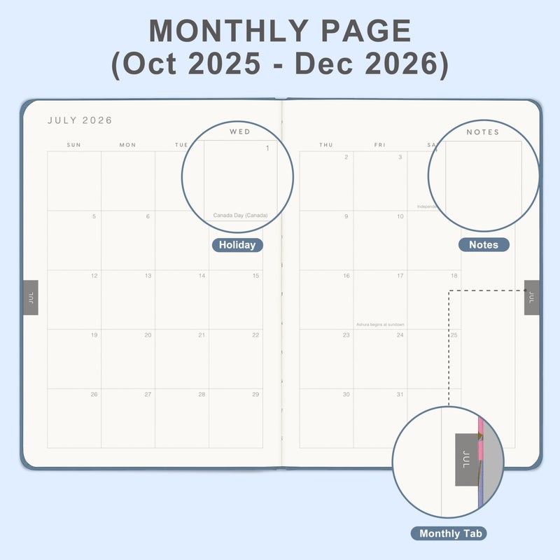 &And Per Se And Per Se 2026 Planner, 15 Months Hardcover Daily, Weekly & Monthly Planner, A5 size, 100GSM Thick Paper, Back Pocket, 5.7" x 8"(Dark Blue) - Image 3