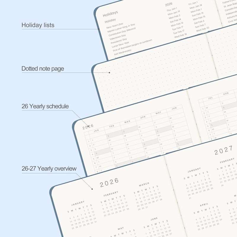 &And Per Se And Per Se 2026 Planner, 15 Months Hardcover Daily, Weekly & Monthly Planner, A5 size, 100GSM Thick Paper, Back Pocket, 5.7" x 8"(Dark Blue) - Image 5