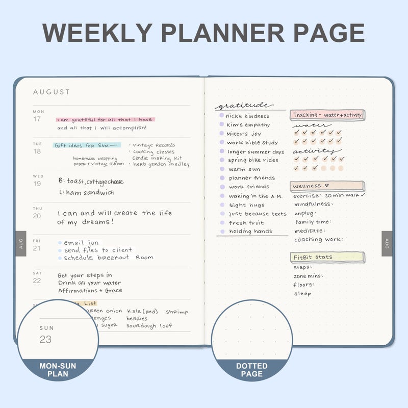 &And Per Se And Per Se 2026 Planner, 15 Months Hardcover Daily, Weekly & Monthly Planner, A5 size, 100GSM Thick Paper, Back Pocket, 5.7" x 8"(Dark Blue) - Image 4