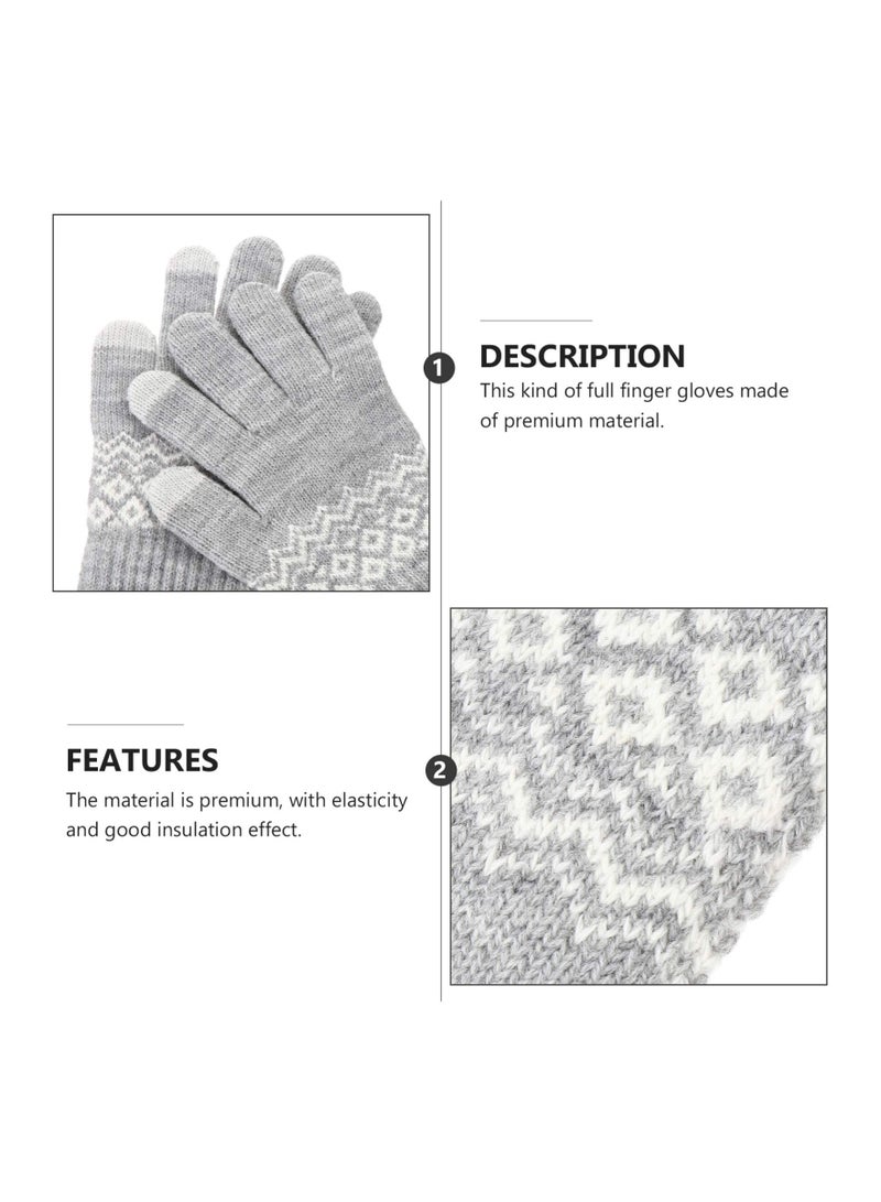 Generic Warm Winter Touchscreen Gloves for Women and Men Fleece Lined Elastic Cuff Knitted Mittens Suitable for Texting Grey - Image 2