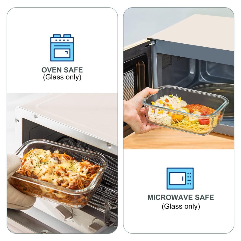 KOMUEE 10 Pack Glass Food Storage Containers, Meal Prep Containers with Lids, Airtight Glass Lunch Boxes, Freezer, Oven, and Microwave Safe - Image 4