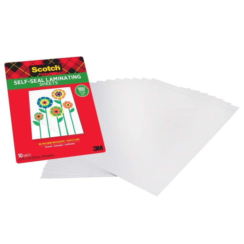 Scotch Self-Seal Single-Sided Laminating Sheets, Letter Size 9 in x 12 in, 10-Pack - Image 2