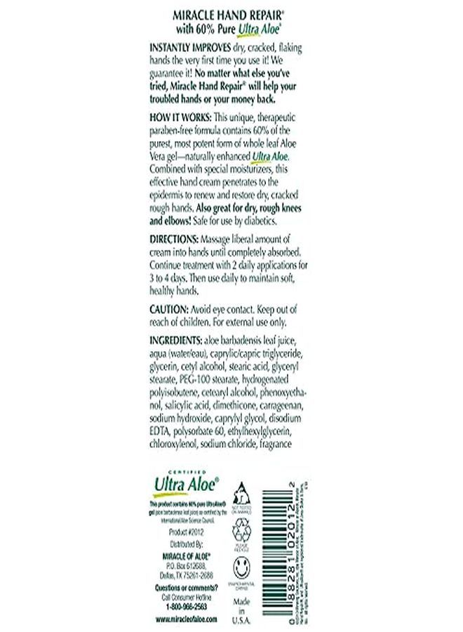 Miracle of Aloe 'S Miracle Hand Repair Cream (8 Oz Pack Of 2)  - Image 2