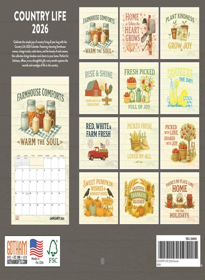 Poster Foundry تقويم كانتري لايف لعام 2026، تقويم حائط شهري لمدة 12 شهرًا | صنع في الولايات المتحدة الأمريكية - Image 2