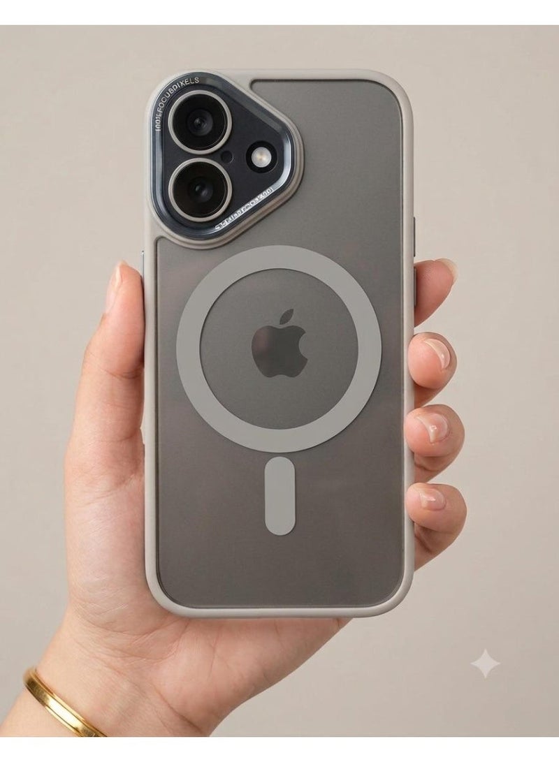 وي كان جراب حماية لهاتف iPhone 16، متوافق مع MagSafe، حماية للكاميرا الخلفية، نحيف، مقاوم للصدمات والخدوش (رمادي) - Image 1