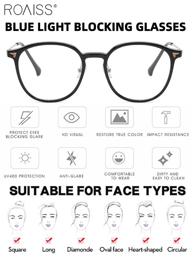 رويس نظارة نسائية لحجب الضوء الأزرق، نظارة دائرية للكمبيوتر وللقراءة والألعاب والتلفزيون والهواتف بفلتر الضوء الأزرق، نظارات الموضة المضادة لإجهاد العين والصداع - Image 4