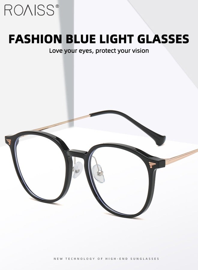 رويس نظارة نسائية لحجب الضوء الأزرق، نظارة دائرية للكمبيوتر وللقراءة والألعاب والتلفزيون والهواتف بفلتر الضوء الأزرق، نظارات الموضة المضادة لإجهاد العين والصداع - Image 5