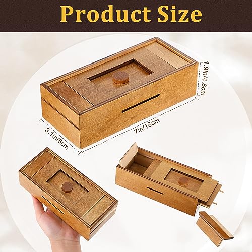 Yilloog 4 Pcs Christmas Wooden Puzzle Box with Hidden Compartments Gift Card Wooden Money Box for Cash Gift Secret Brain Teaser Puzzle Case for Adults Intelligence Camouflage Your Cash Money Holder - Image 5