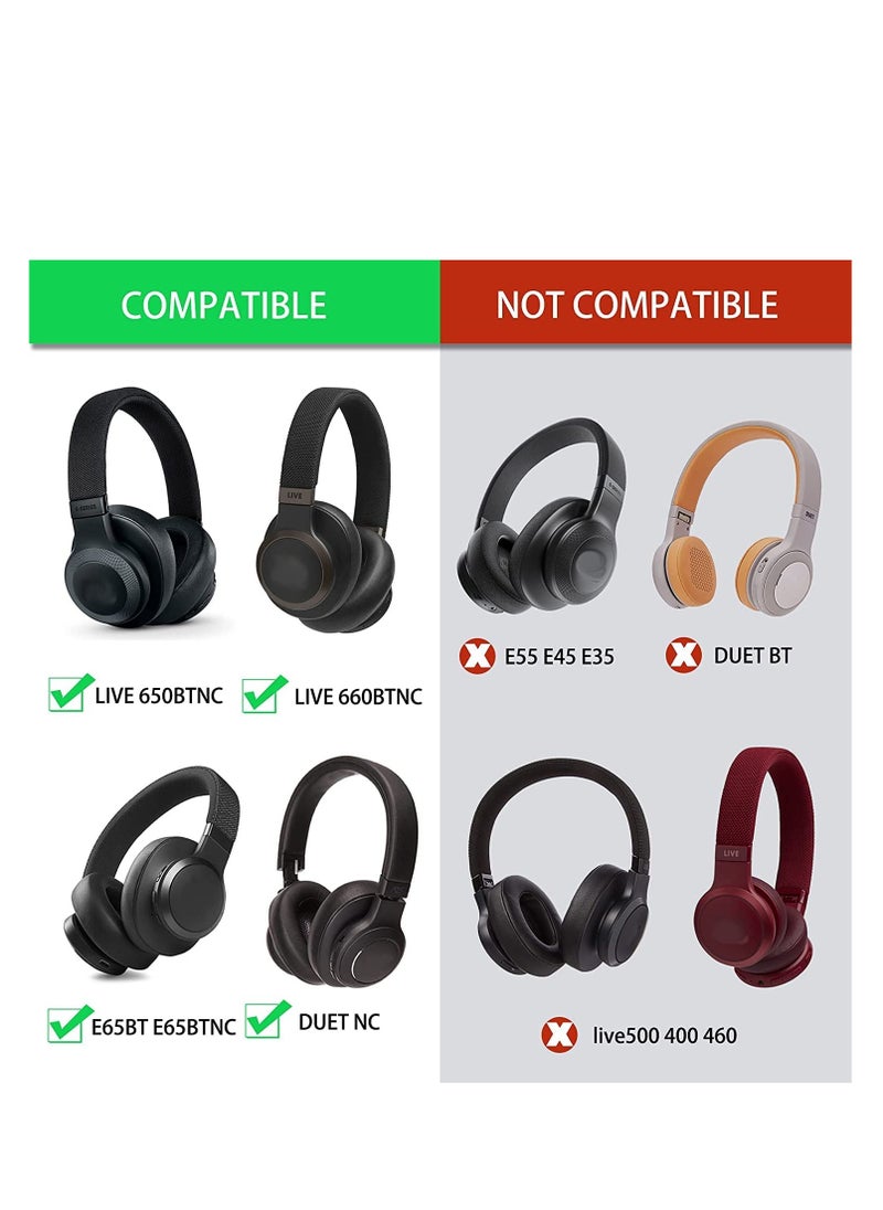 KASTWAVE - Live 650 BTNC E65BTNC Ear Cushion Memory Foam Ear Pads Replacement Compatible with JBL E65 E65BTNC / Duet NC/Live 650BTNC Live 660 BTNC Headphones (White) - Image 1