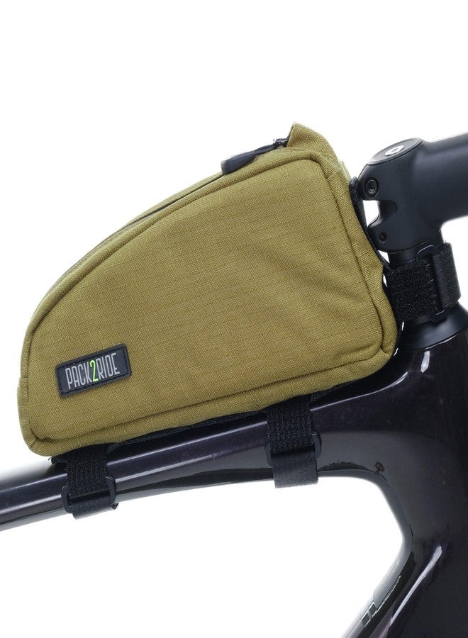PACK2RIDE Toprock Frame Bag - Water Resistant, Durable Cordura Fabric & Bicycle Daily Essentials Holder - Top Tube, Frame Storage, Bikepacking for Road, Gravel Cycling - Coyote (1 L) - Image 1