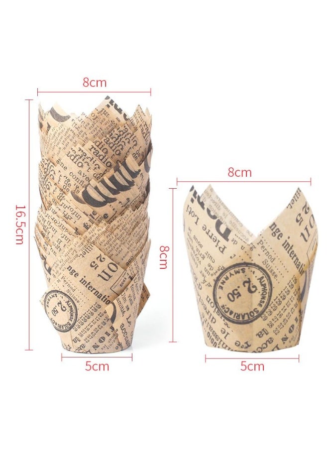 200 Pcs Retro Tulip Shape Greaseproof Baking Cups, Disposable Muffin Cupcake Liners - Image 2