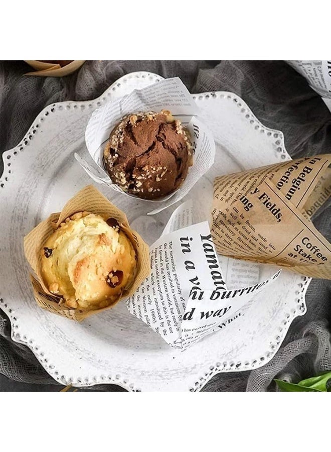 200 Pcs Retro Tulip Shape Greaseproof Baking Cups, Disposable Muffin Cupcake Liners - Image 3
