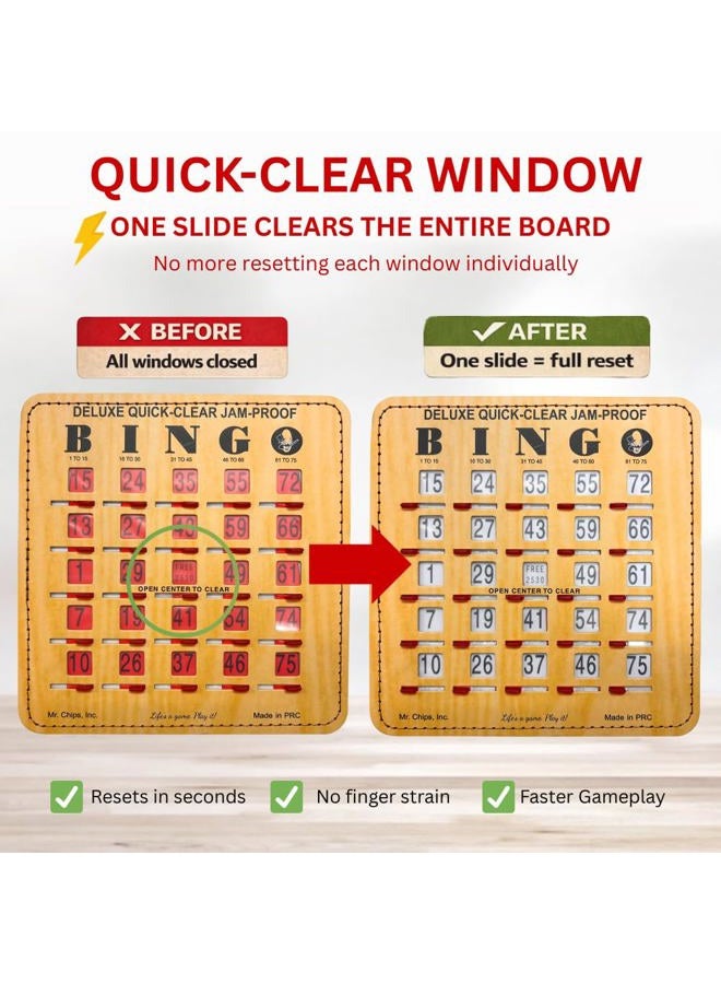 Mr Chips Jam Proof Quick Clear Bingo Cards with Sliding Windows - 50 Cards - Image 2