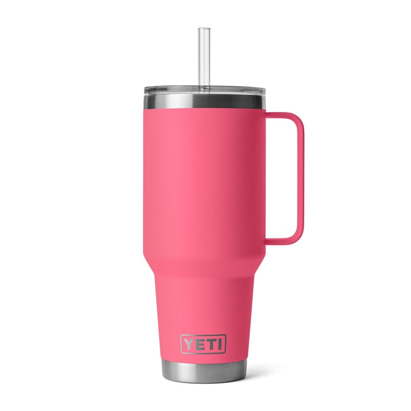 YETI Rambler 42 oz Tumbler with Handle and Straw Lid, Travel Mug Water Tumbler, Vacuum Insulated Cup with Handle, Stainless Steel, Tropical Pink - Image 1